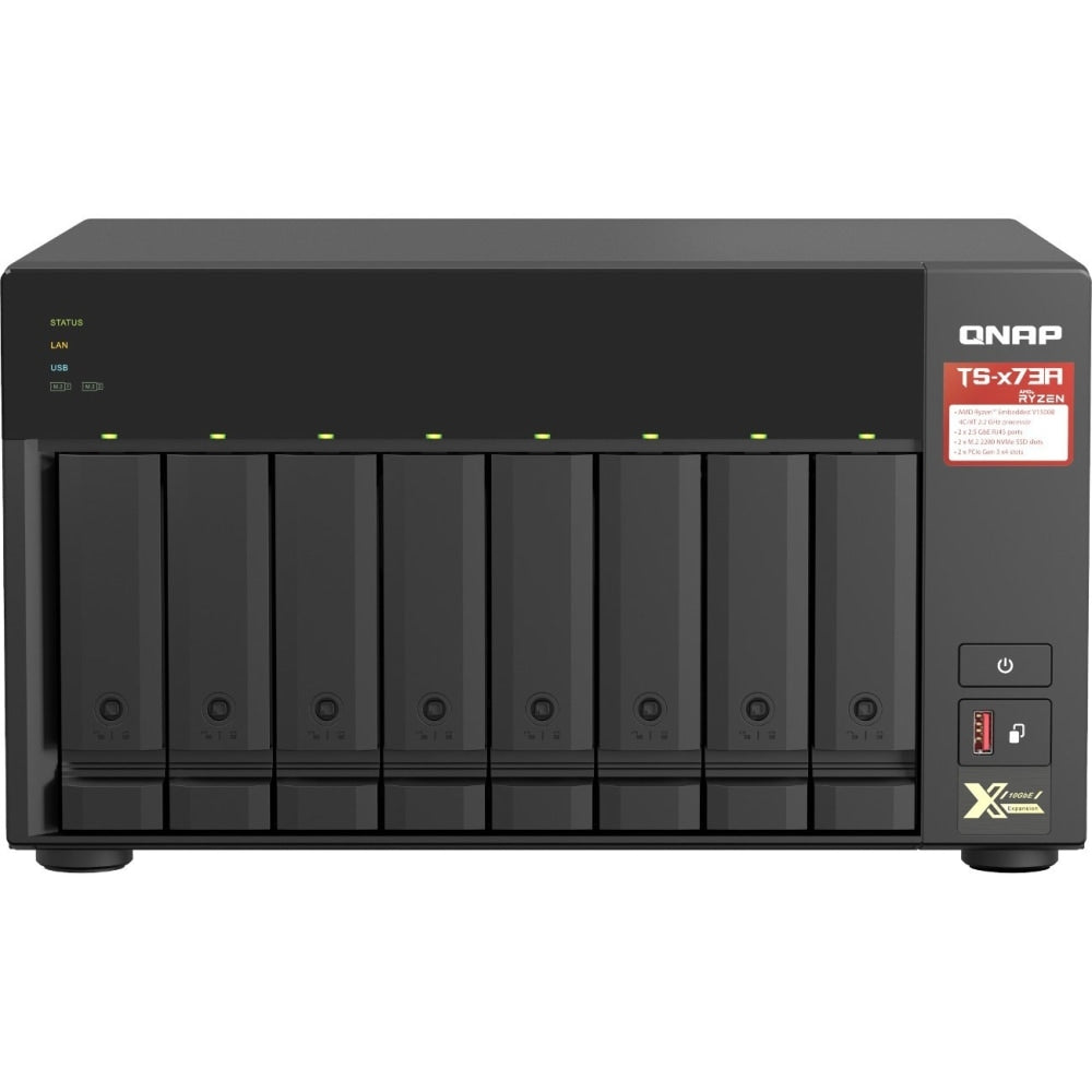 QNAP TS-873A-8G NAS Storage System - AMD Ryzen V1500B Quad-core 2.20 GHz - 8 x HDD Supported - 0 x HDD Installed - 8 x SSD Supported - 0 x SSD Installed - 8 GB RAM DDR4 SDRAM - Serial ATA/600 Controller - 8 x Total Bays