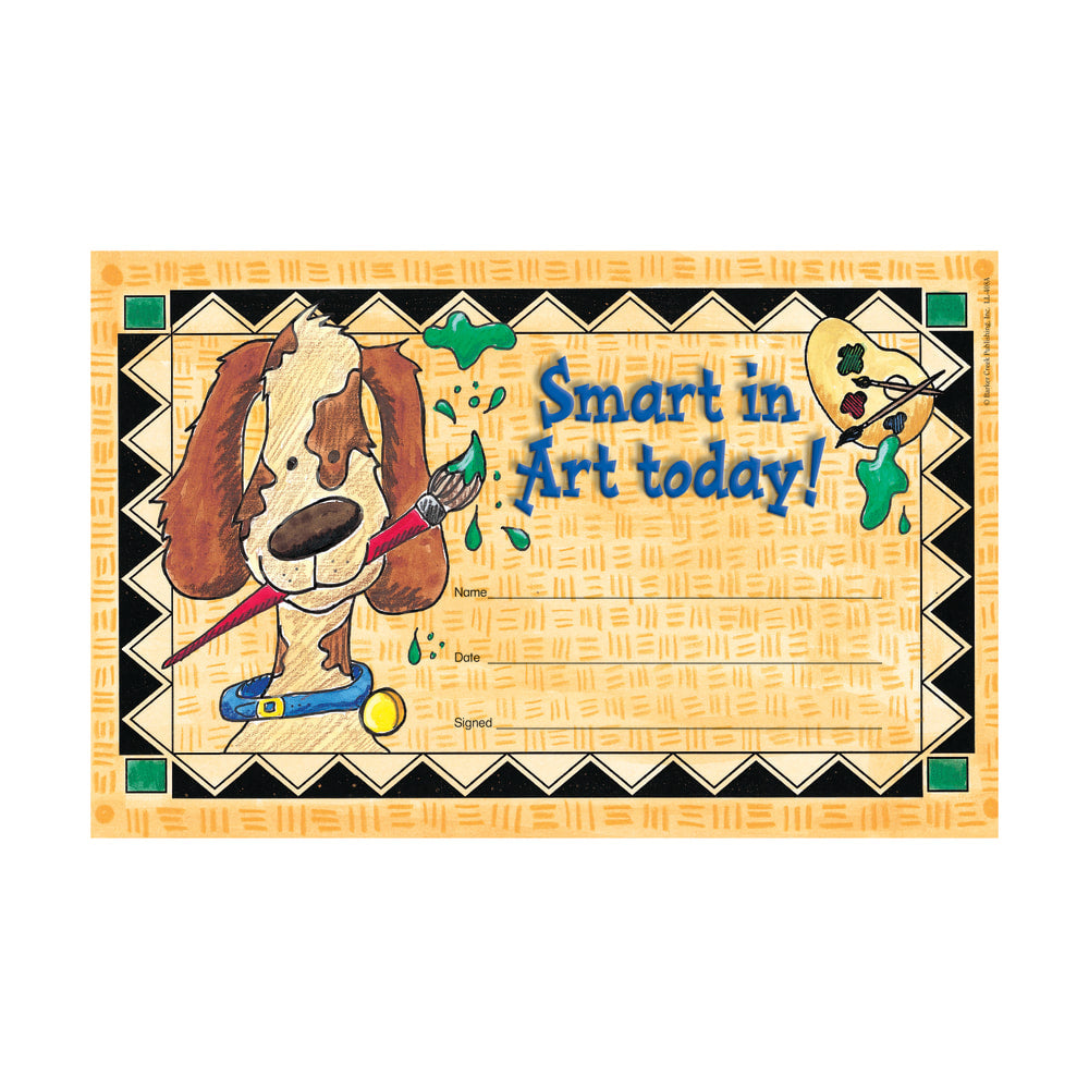 Barker Creek Blank Award Certificates, Smart In Art, 8 1/2in x 5 1/2in, Pack Of 30