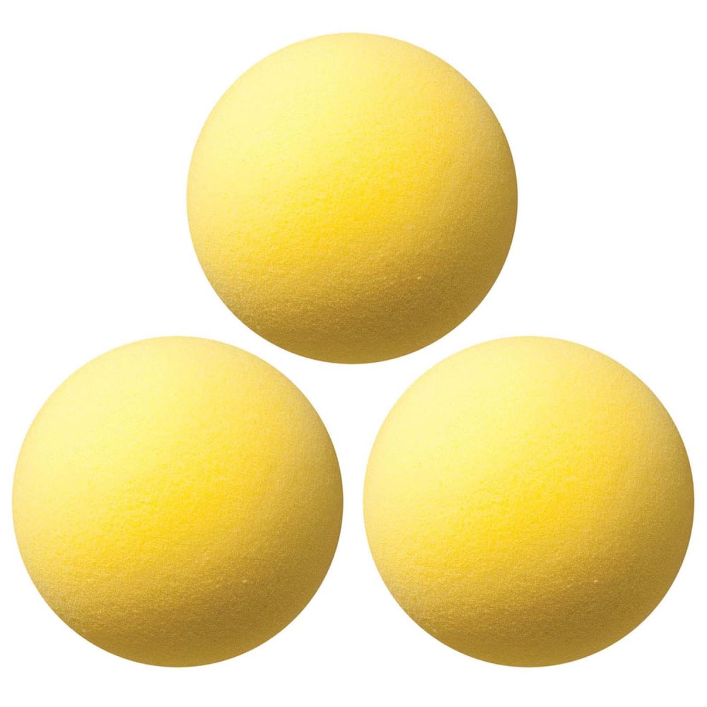 Champion Sports Uncoated Regular Density Foam Balls, 7in, Yellow, Pack Of 3 Balls