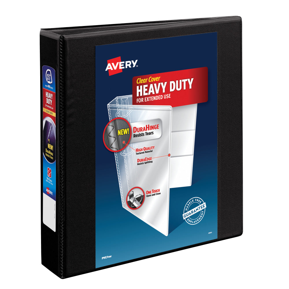 Avery Heavy-Duty View 3 Ring Binder, 1.5in One Touch EZD Ring, Black, 1 Binder