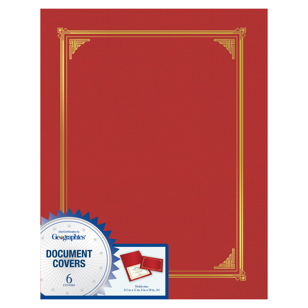 Geographics Document Covers, 9 3/4in x 12 1/2in, Red, Pack Of 6