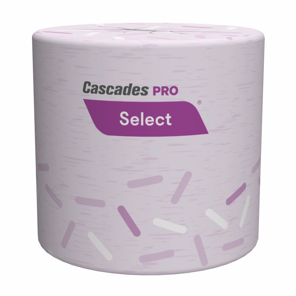 Cascades PRO Select Standard 1-Ply Bathroom Tissue, 4in x 3-1/4in, 100% Recycled, White, 1000 Sheets Per Roll, Pack Of 96 Rolls