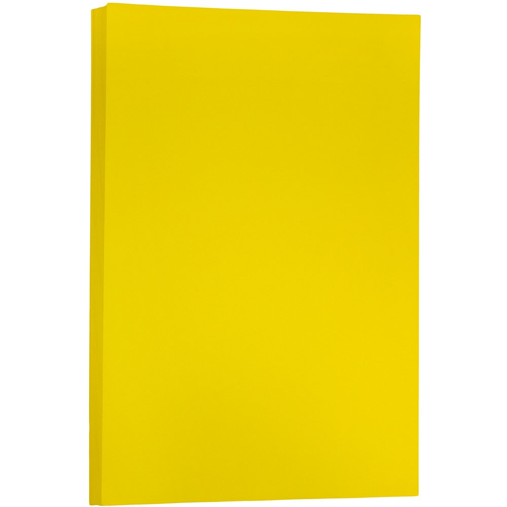 JAM Paper Card Stock, Solar Yellow, Ledger (11in x 17in), 65 Lb, 30% Recycled, Pack Of 50