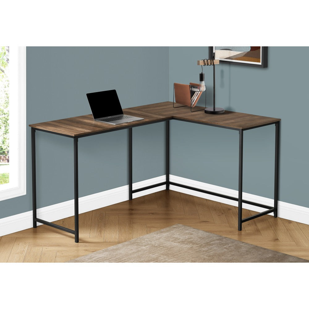 Monarch Specialties Barry 59inW L-Shaped Corner Desk, Brown