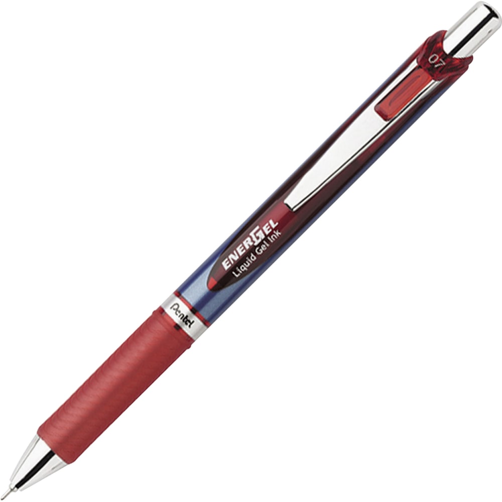 Pentel EnerGel RTX Liquid Gel Pens, Pack Of 12, Medium Point, 0.7 mm, Blue Barrel, Red Ink