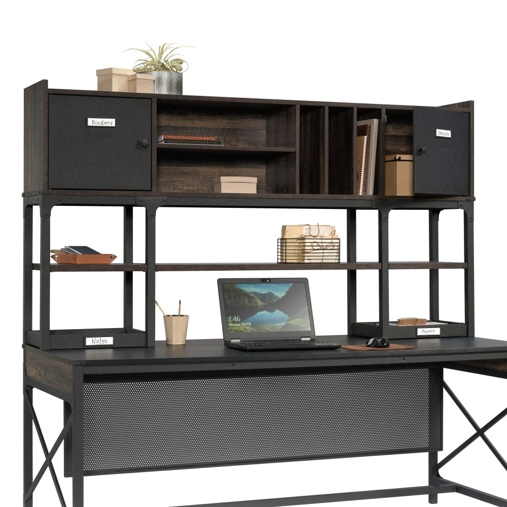 Sauder Foundry Road 72inW Desk Hutch, Carbon Oak