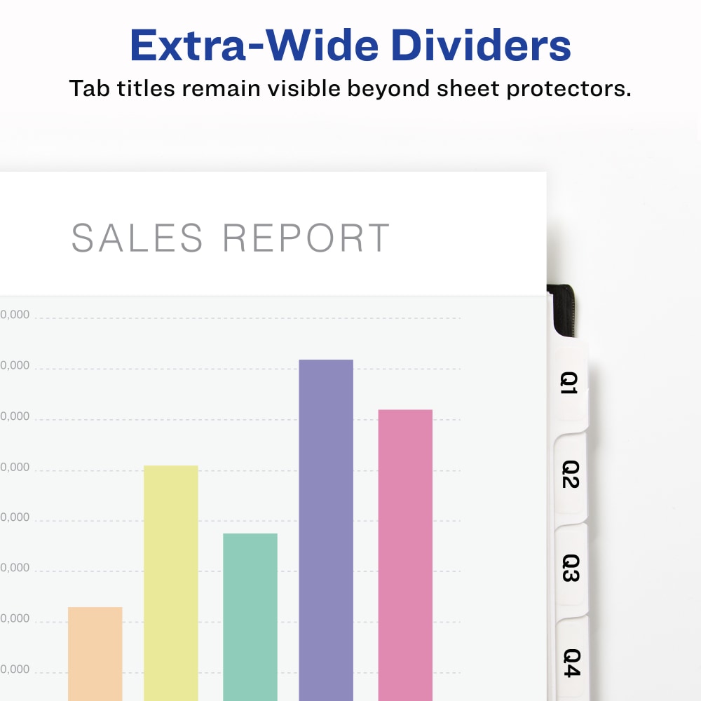 Avery Customizable Index Maker Extra-Wide Dividers For 3 Ring Binder, Easy Print & Apply Clear Label Strip, 8 Tab, Pack Of 5 Sets