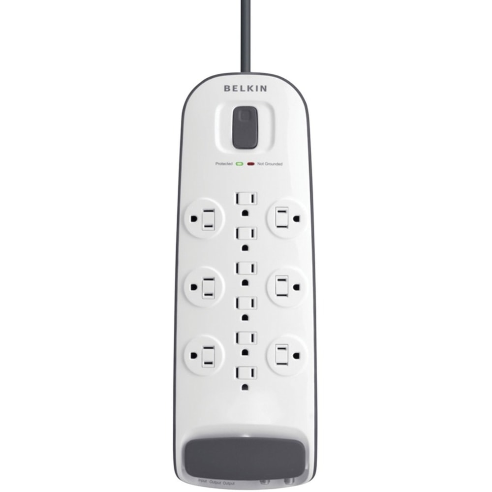 Belkin 12-outlet Surge Protector with 8 ft Power Cord with Cable/Satellite Protection - 12 x AC Power - 1875 VA - 3996 J - 125 V AC Input - Cable TV/Satellite, Phone - 8 ft - External