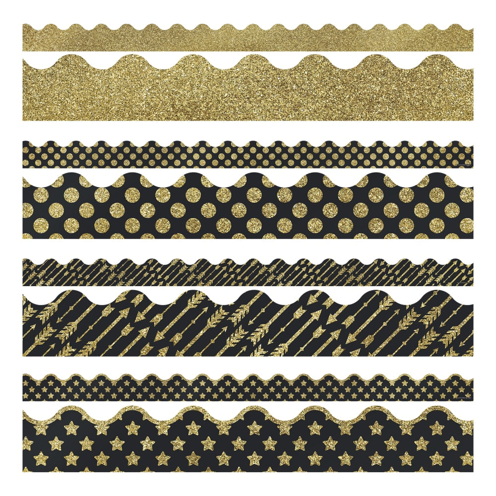 Carson-Dellosa Sparkle And Shine Scalloped Border Set, 36in x 3in, Gold, Pack Of 52 Strips