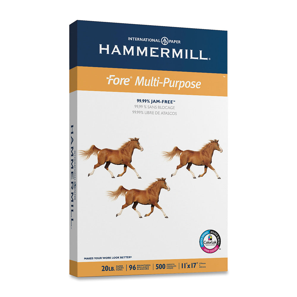 Hammermill Fore Multi-Use Printer & Copy Paper, White, Ledger (11in x 17in), 500 Sheets Per Ream, 20 Lb, 28 Lb, 96 Brightness