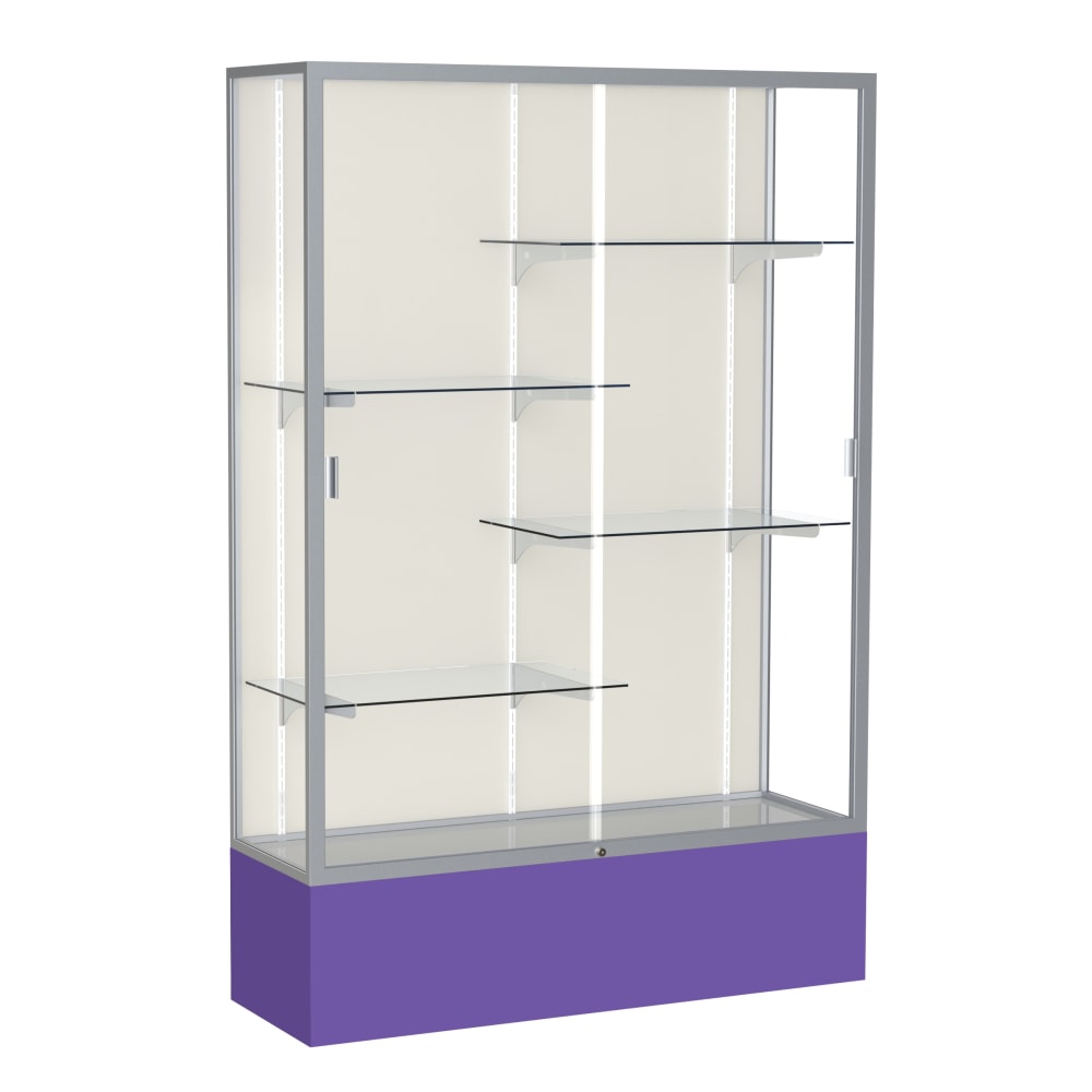 Waddell Spirit 4-Shelf Floor Display Case, 72inH x 48inW x 16inD, Purple Base/Satin Finish