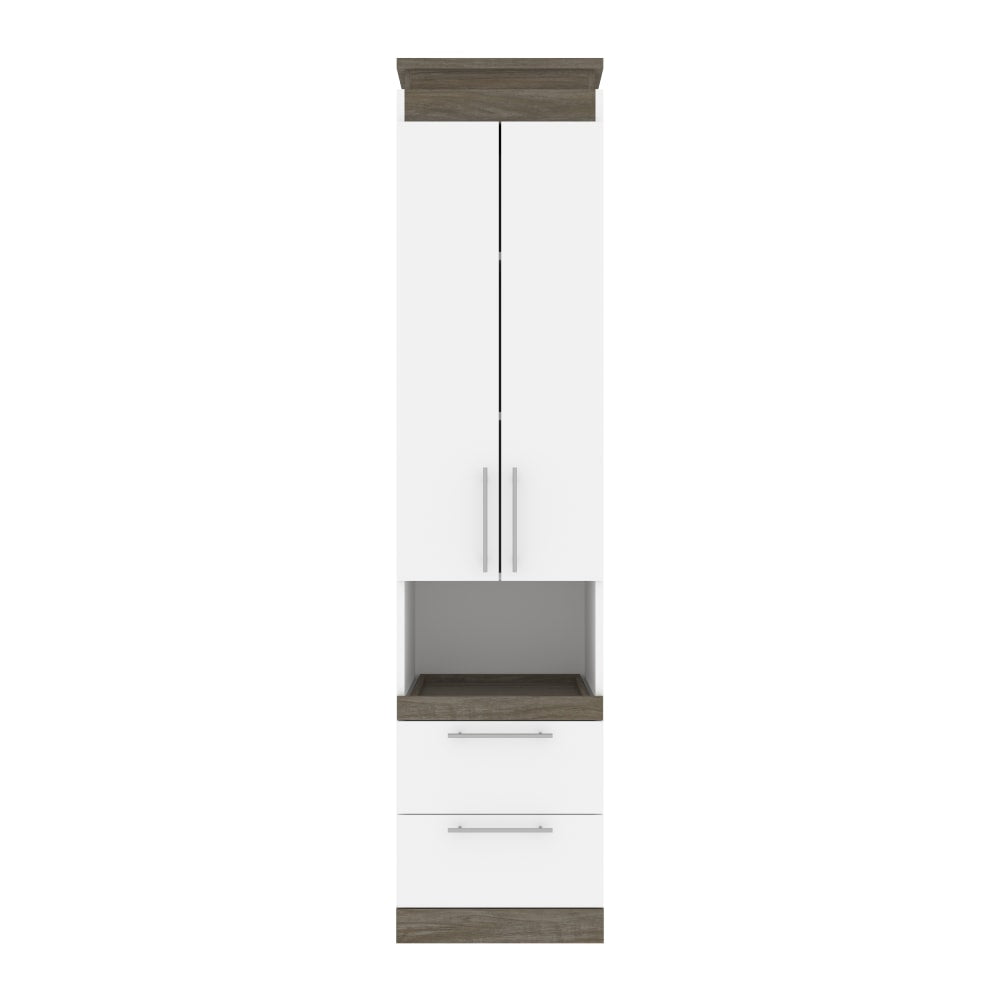 Bestar Orion 20inW Storage Cabinet With Pull-Out Shelf, White/Walnut Gray