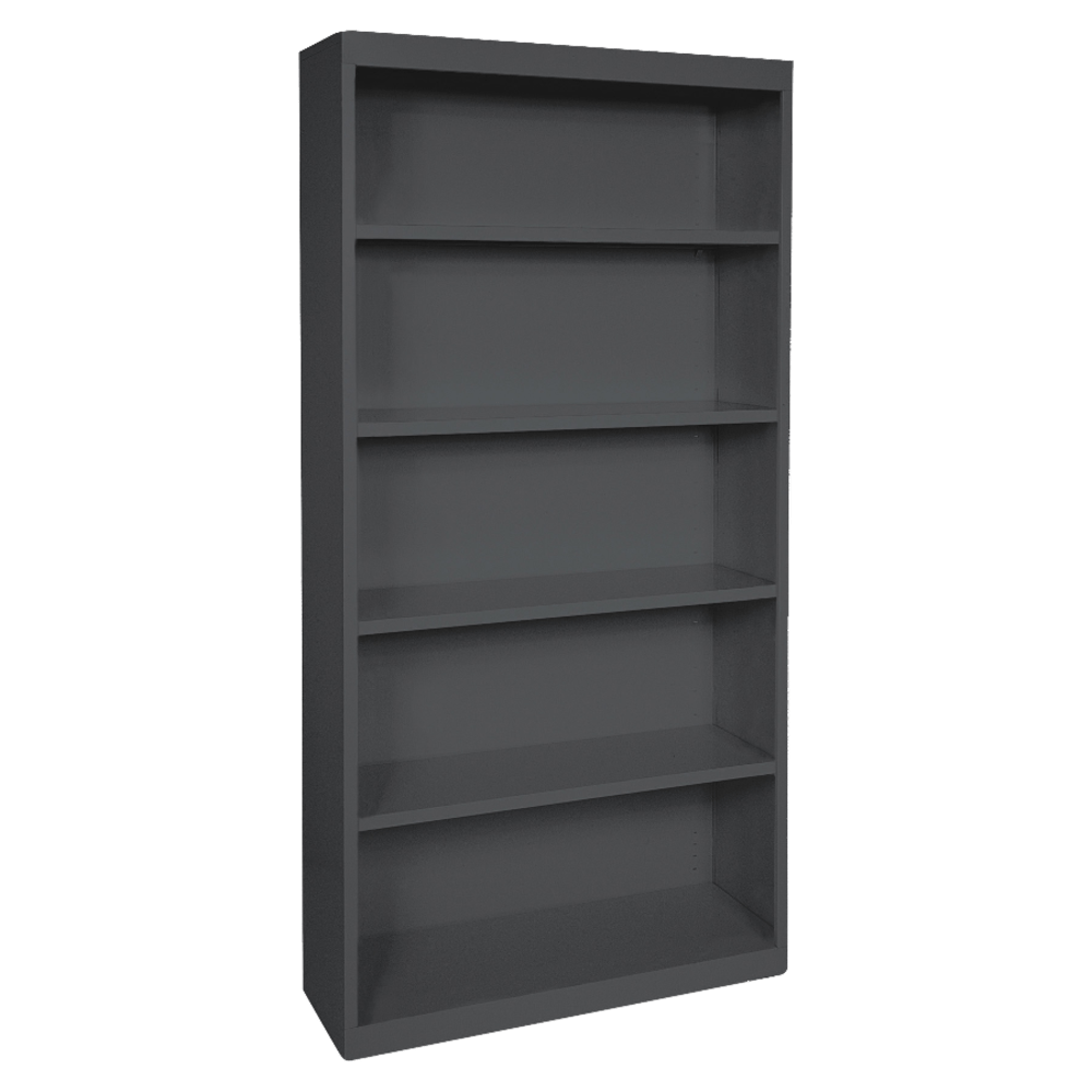 Lorell Fortress Series Steel Modular Shelving Bookcase, 5-Shelf, 72inH x 34-1/2inW x 13inD, Black