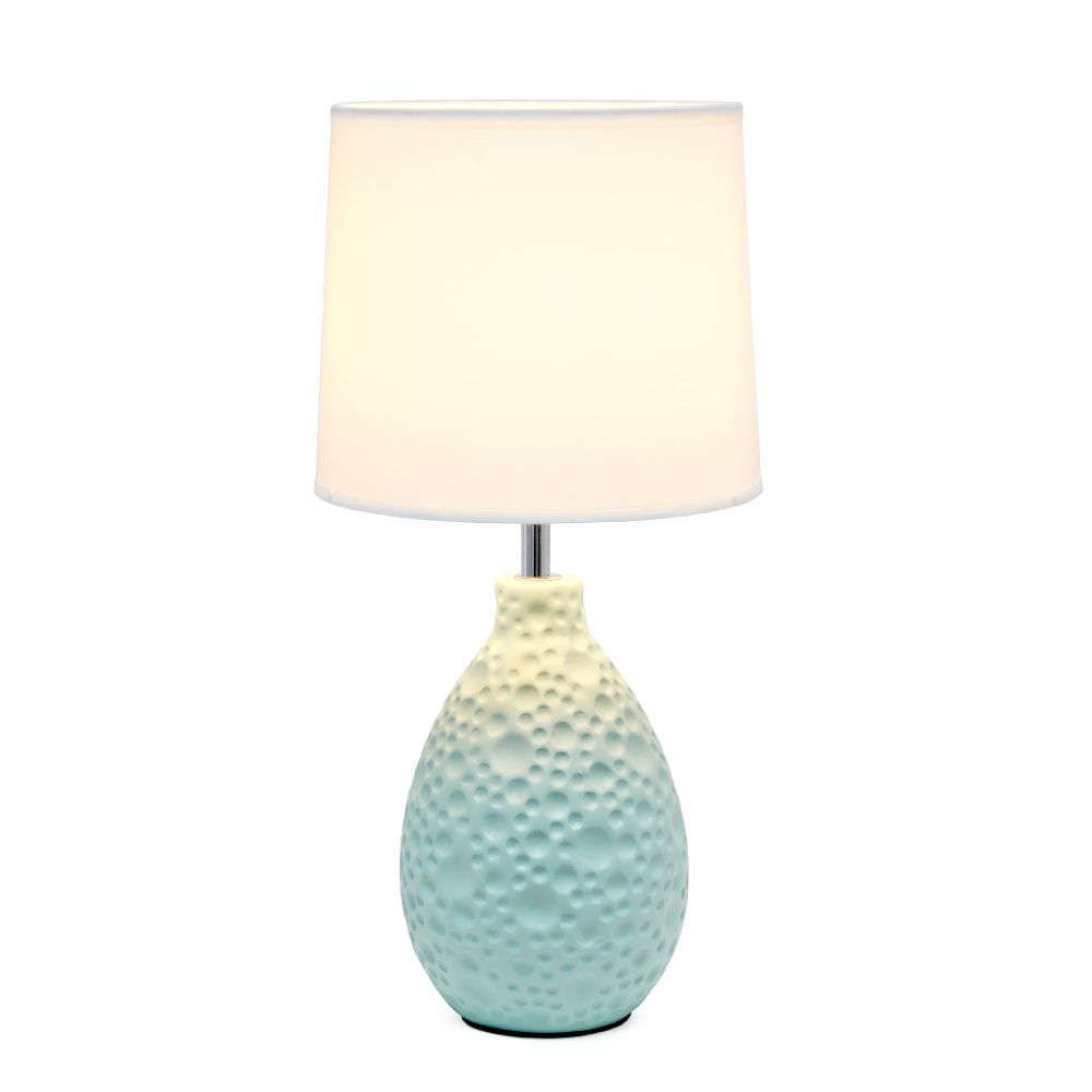 Simple Designs Textured Stucco Ceramic Oval Table Lamp, Blue