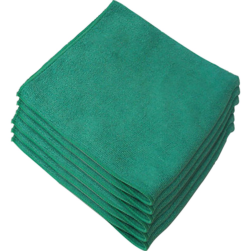 Genuine Joe General Purpose Microfiber Cloth - For General Purpose - 16in Length x 16in Width - 12.0 / Bag - 15 / Carton - Green