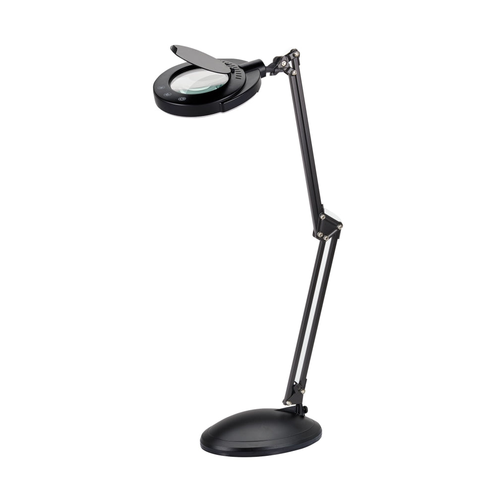 Realspace Bretino LED Magnifier Desk Lamp With Mounting Clamp, 22inH, Black