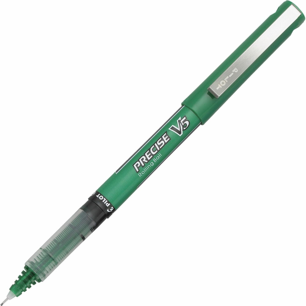 Pilot Precise V5 Rollerball Pens, Extra-Fine Point, Green Ink, Pack Of 12 Pens