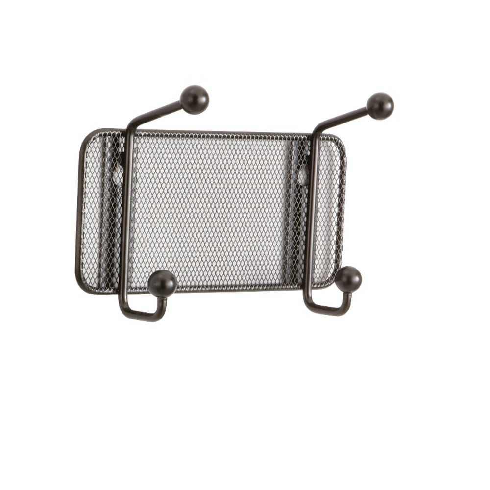 Safco Onyx Mesh Wall Rack, 2 Double Hooks, Black