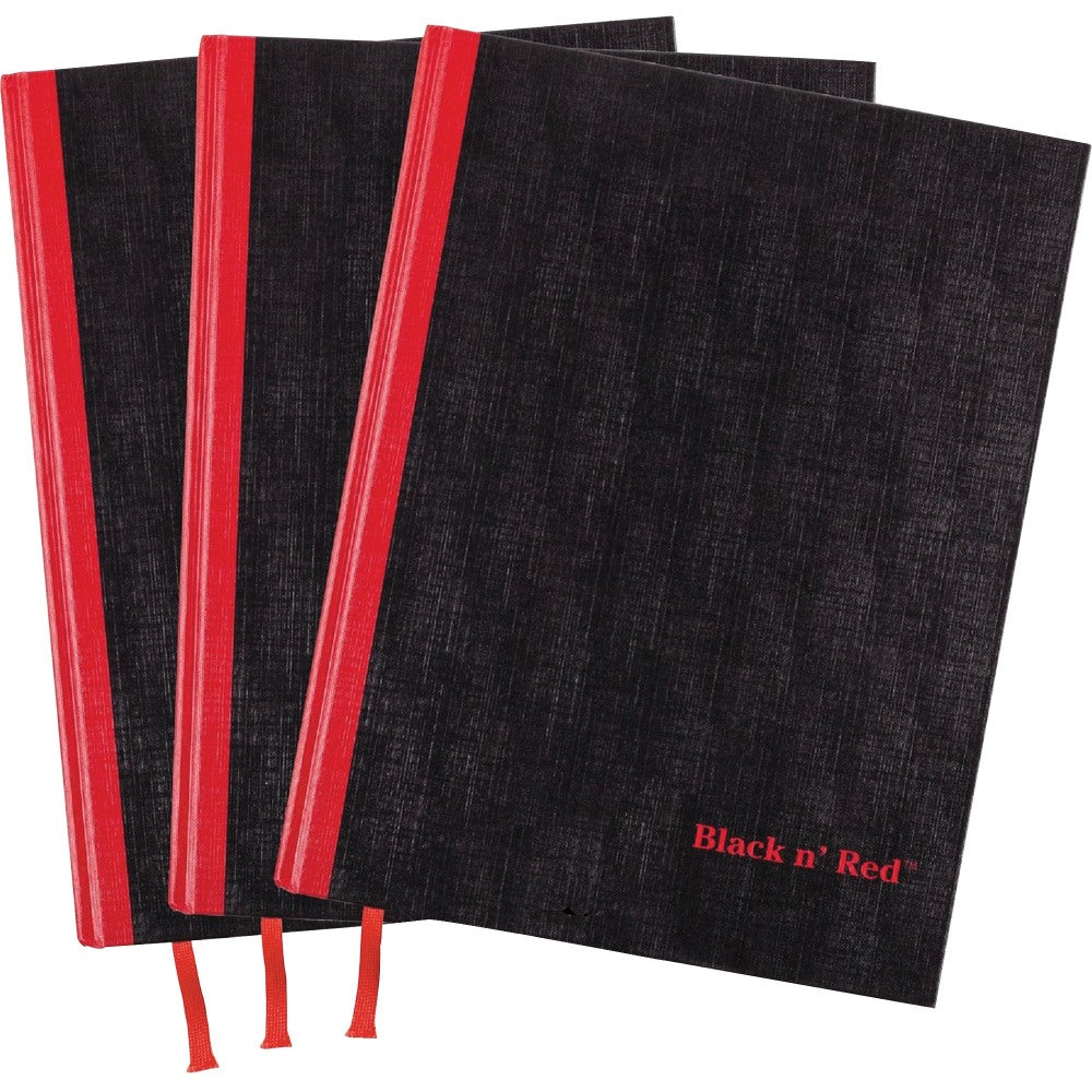 Black n Red Casebound Hardcover Notebooks, 12in x 8 1/2in, Black/Red, Pack Of 3