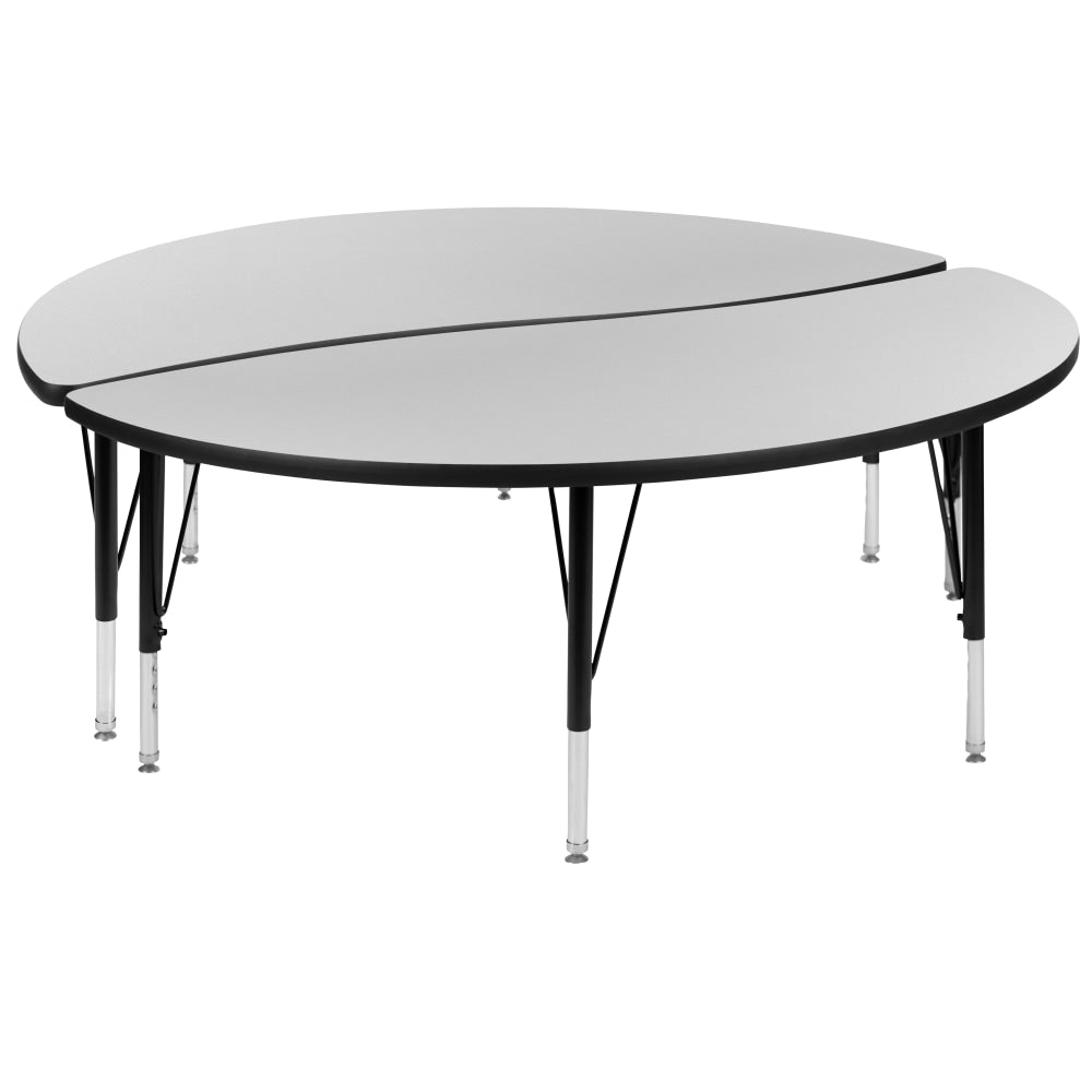 Flash Furniture Circle Wave Flexible Thermal Laminate 2-Piece Activity Table Set With Height-Adjustable Short Legs, 25-1/4inH x 60inW x 30inD, Gray