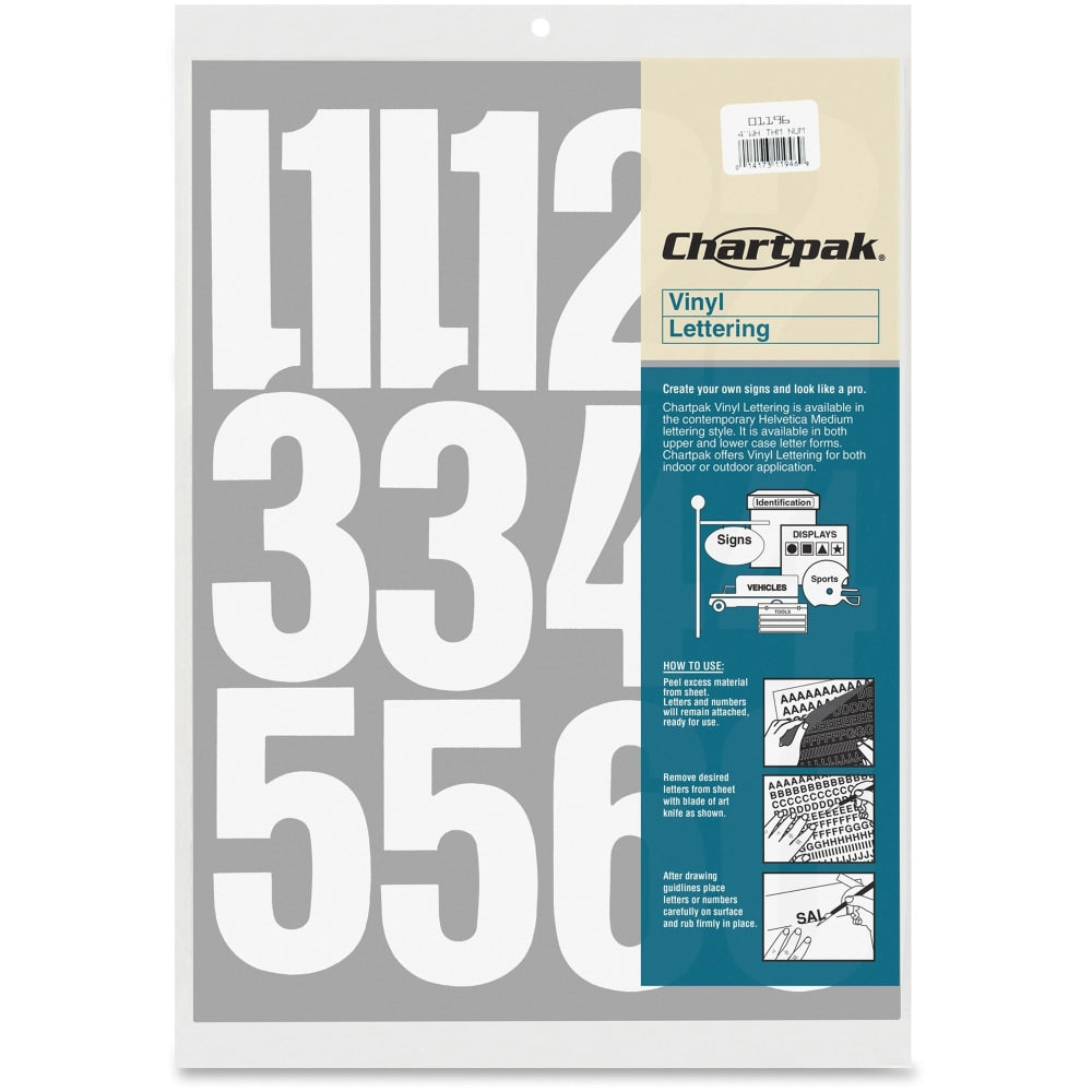 Chartpak Pickett Vinyl Numbers, 4in, White