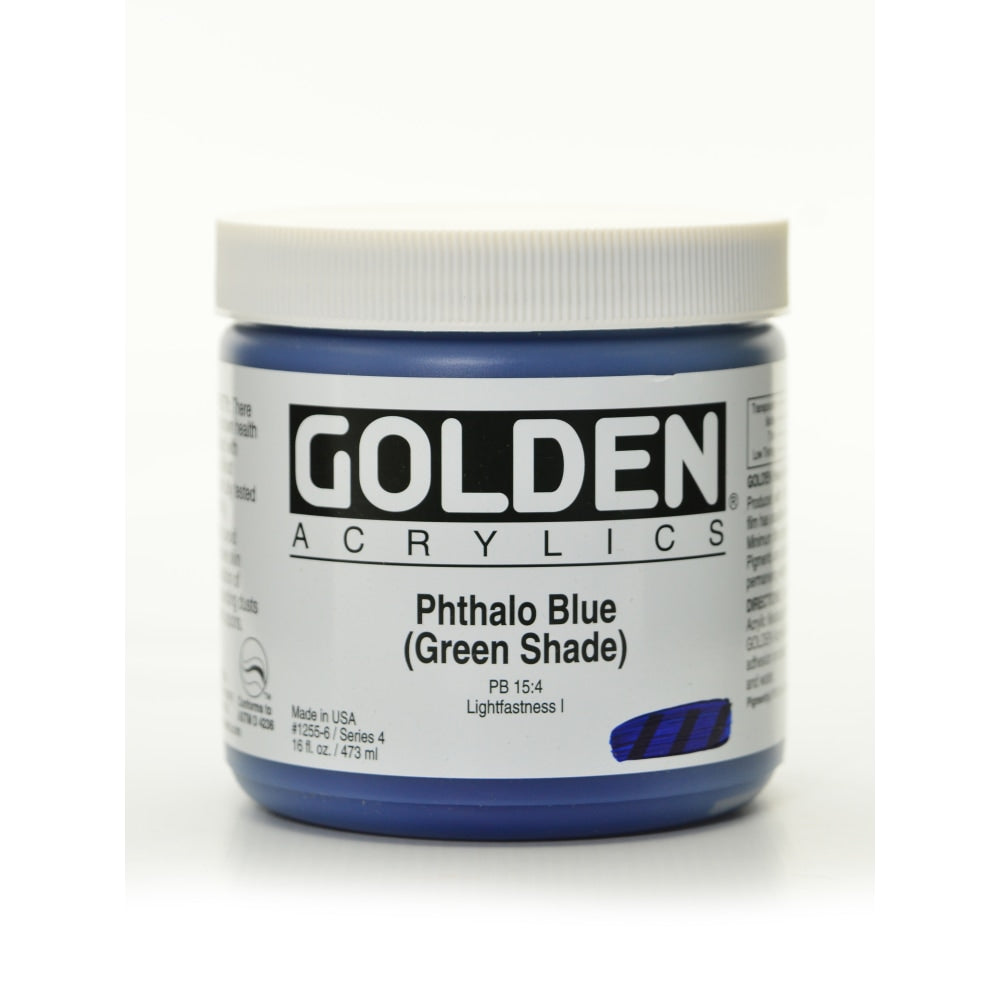 Golden Heavy Body Acrylic Paint, 16 Oz, Phthalo Blue/Green Shade