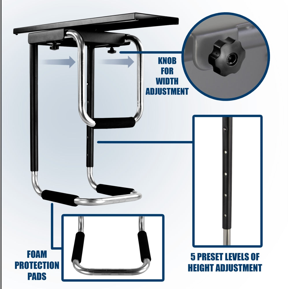 Mount-It! MI-7155 Adjustable Computer Tower Mount, 21-7/8inH x 10inW x 18-1/16inD, Black