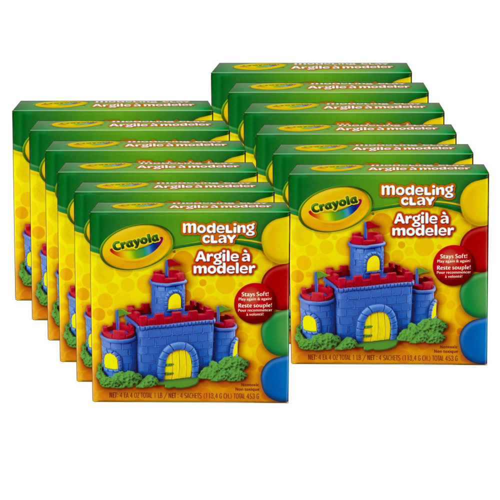 Crayola Modeling Clay, Assorted Colors, 1 Lb, Set Of 12 Boxes