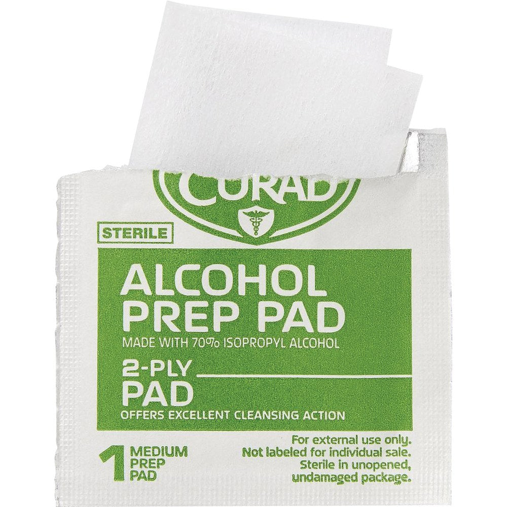 CURAD Sterile Alcohol Prep Pads, 1in x 1in, White, Box Of 200 Pads