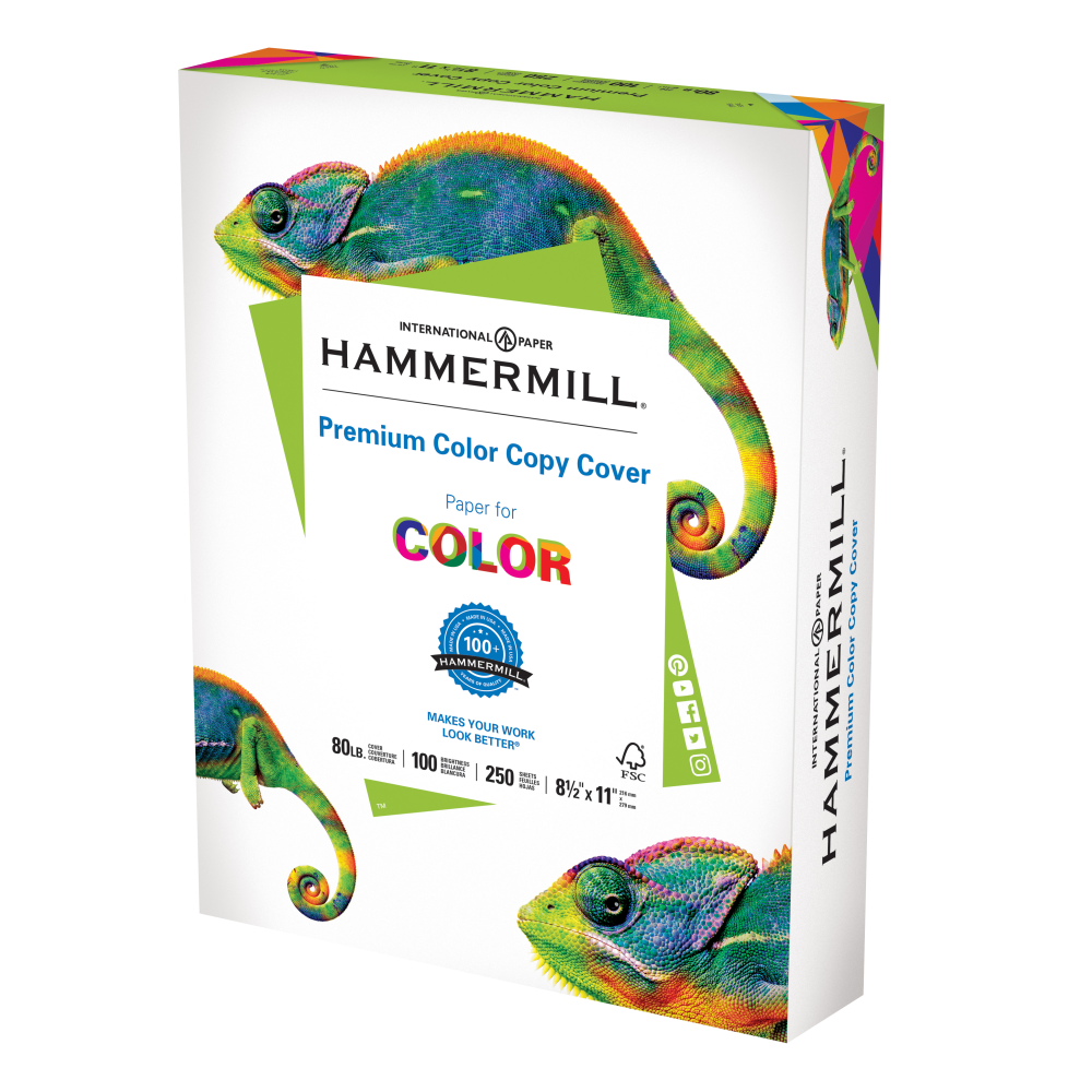 Hammermill Color Card Stock, White, Letter (8.5in x 11in), 80 Lb, Pack Of 250