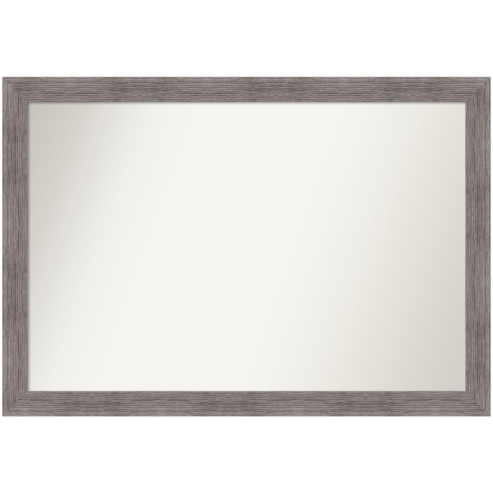 Amanti Art Narrow Non-Beveled Rectangle Framed Bathroom Wall Mirror, 27-1/2in x 39-1/2in, Pinstripe Plank Gray