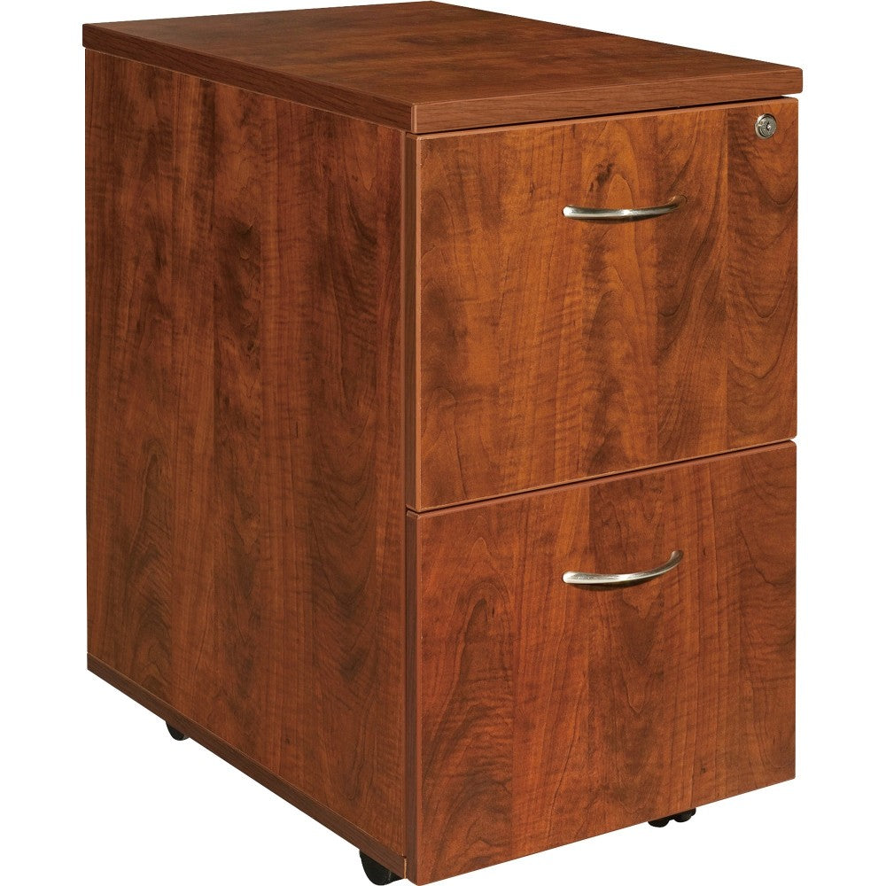 Lorell Essentials 22inD Vertical 2-Drawer Mobile Pedestal File Cabinet, Cherry