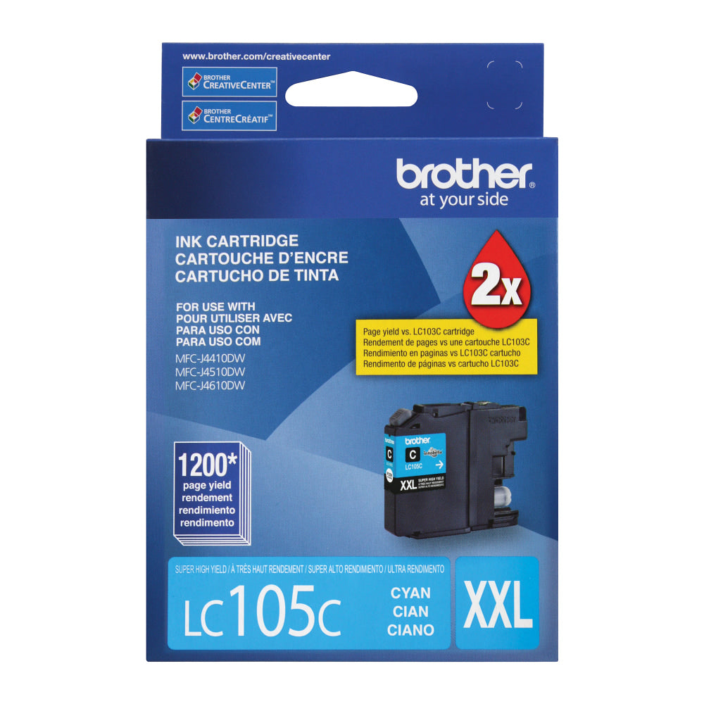 Brother LC105 Cyan High-Yield Ink Cartridge, LC105C