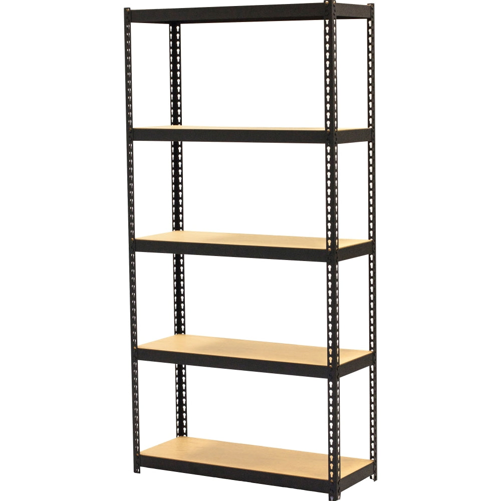 Lorell Narrow Steel Shelving - 60in Height x 30in Width x 12in Depth - Recycled - Black - Steel - 1Each