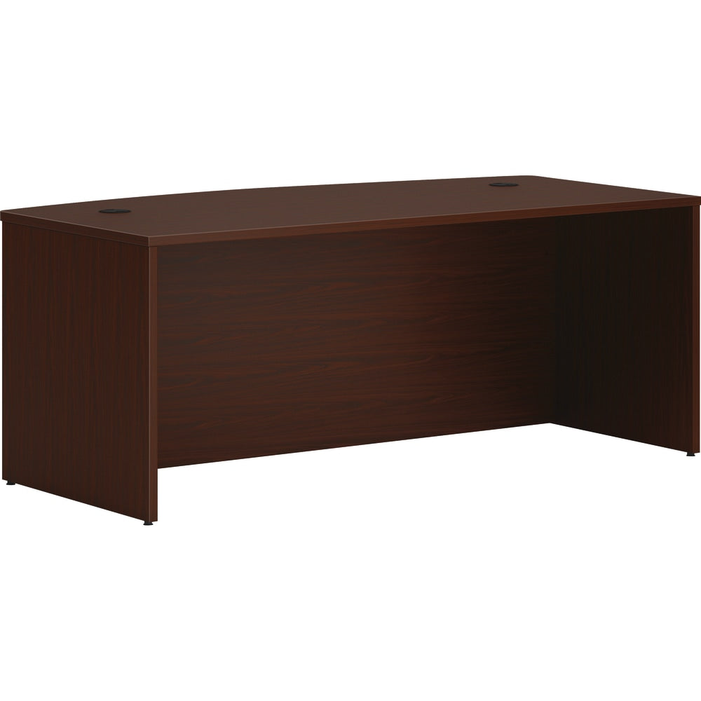 HON Mod 72inW Bowfront Computer Desk, Mahogany