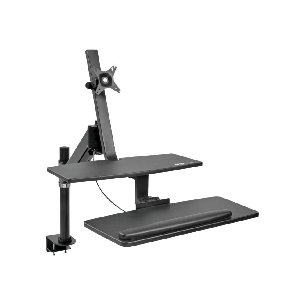 Tripp Lite 24inW Sit Stand Desktop Workstation Standing Desk With Single Monitor Clamp, Black