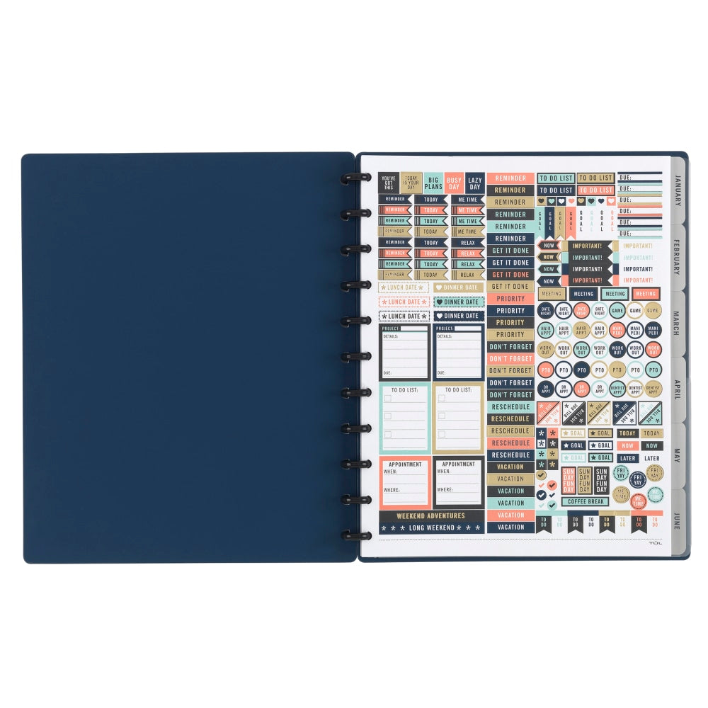 TUL Discbound Monthly Planner Starter Set, Undated, Letter Size, Soft-Touch Cover, Navy