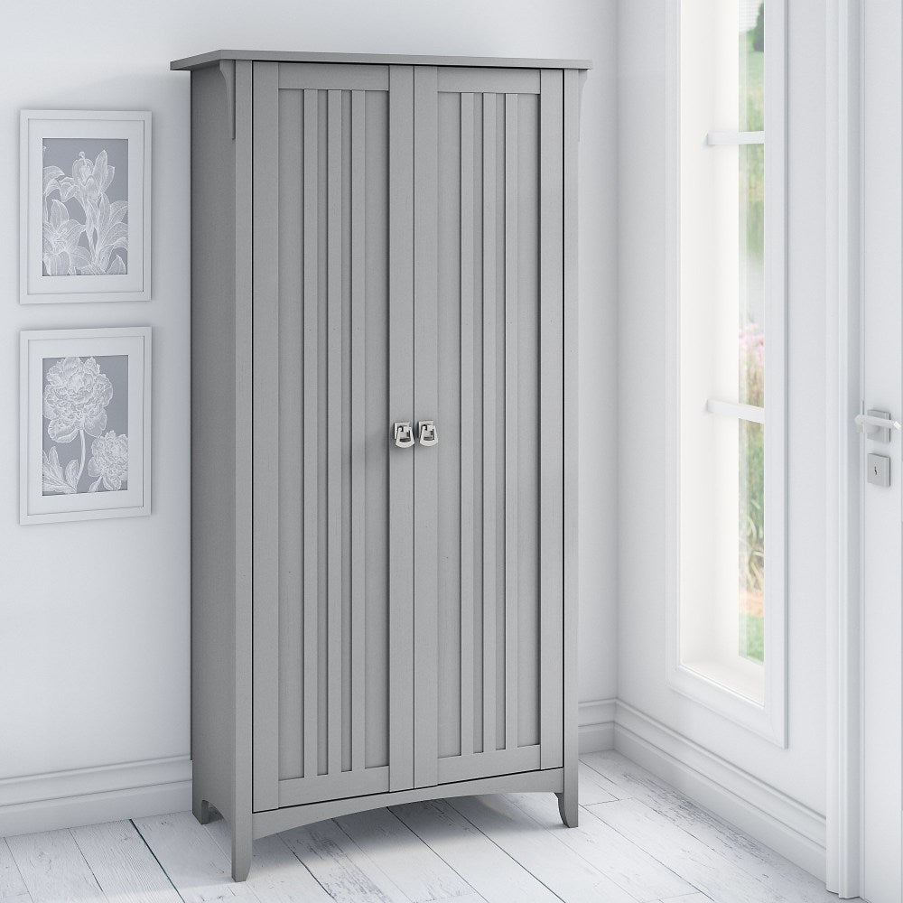 Bush Furniture Salinas Tall Storage Cabinet With Doors, Cape Cod Gray, Standard Delivery