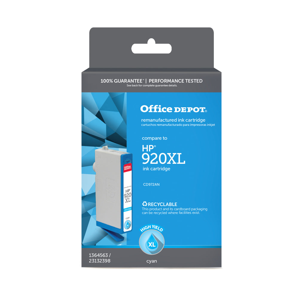 Office Depot Remanufactured Cyan High-Yield Ink Cartridge Replacement For HP 920XL, OM05044