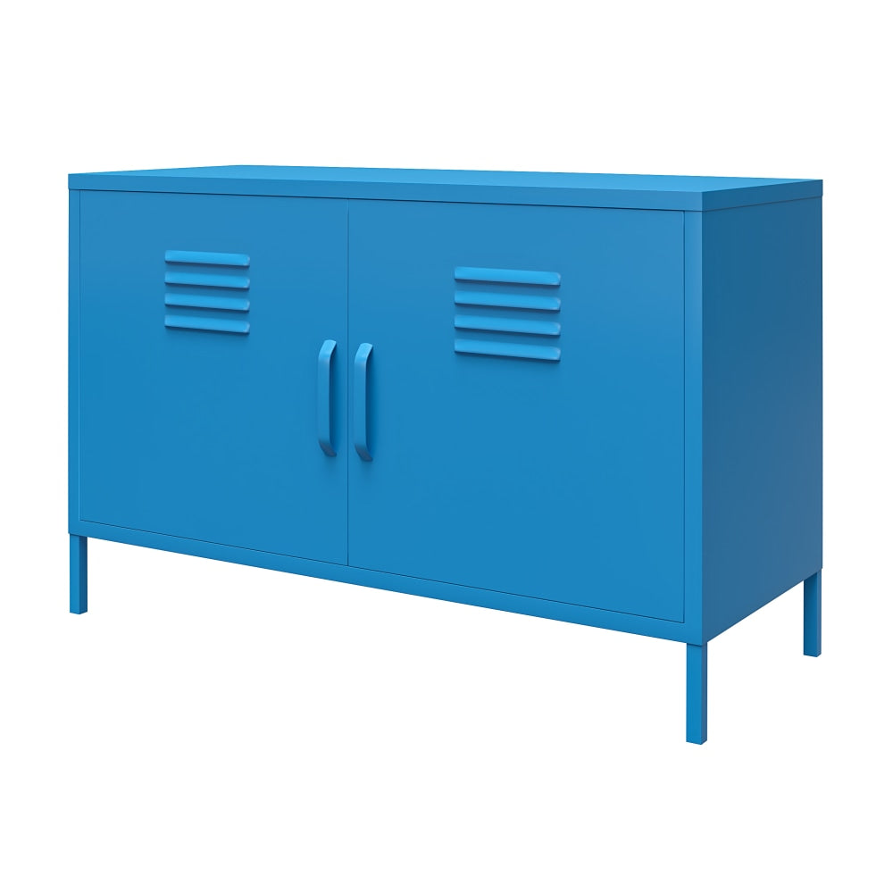 Ameriwood Home Cache 2-Door Metal Locker Accent Cabinet, 25-1/4inH x 39-3/8inW x 15-3/4inD, Blue