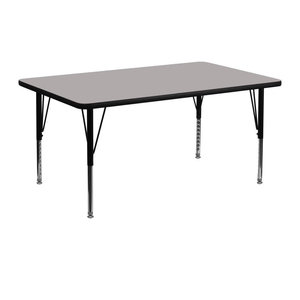 Flash Furniture 48inW Rectangular HP Laminate Activity Table With Short Height-Adjustable Legs, Gray