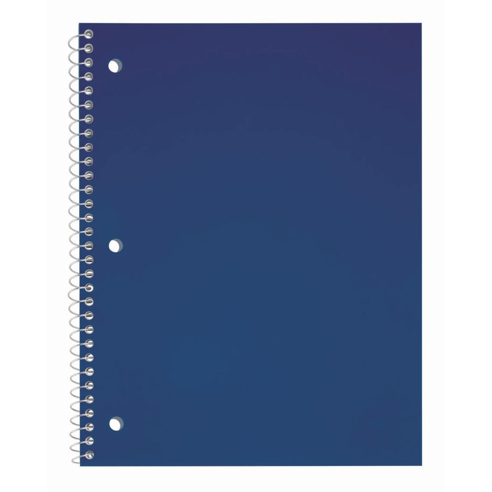 Just Basics Poly Spiral Notebook, 8in x 10-1/2in, 1 Subject, Wide Ruled, 70 Sheets, Blue