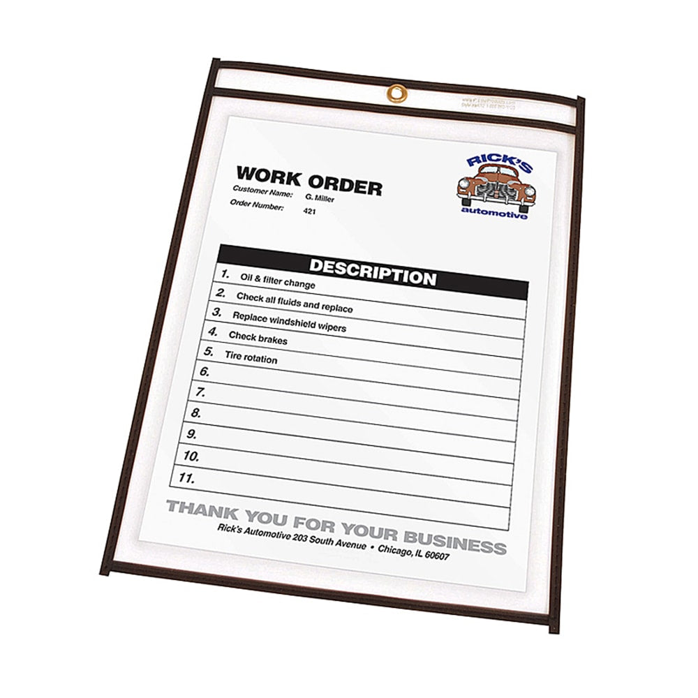 C-Line Stitched Vinyl Shop Ticket Holders, 11in x 14in, Clear, Box Of 25