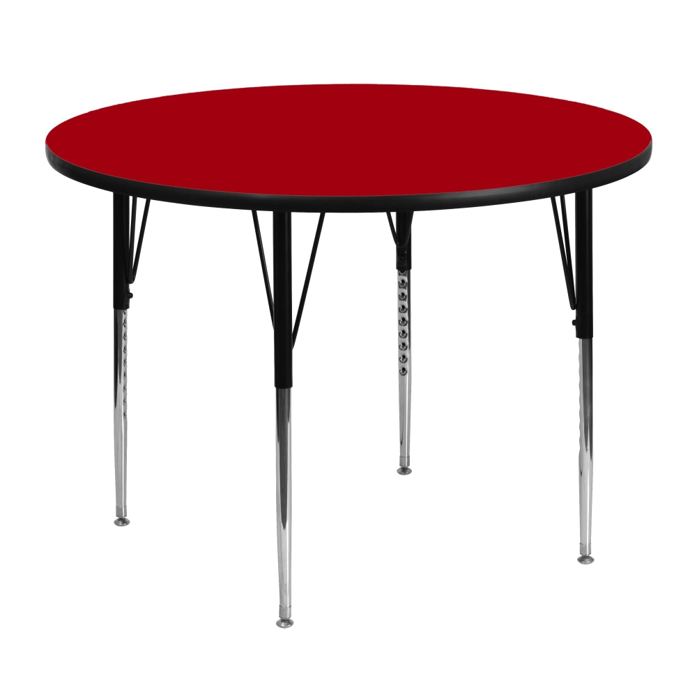 Flash Furniture 48in Round Thermal Laminate Activity Table With Standard Height-Adjustable Legs, Red