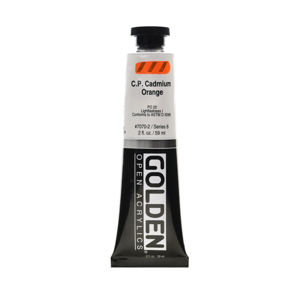 Golden OPEN Acrylic Paint, 2 Oz Tube, Cadmium Orange (CP)