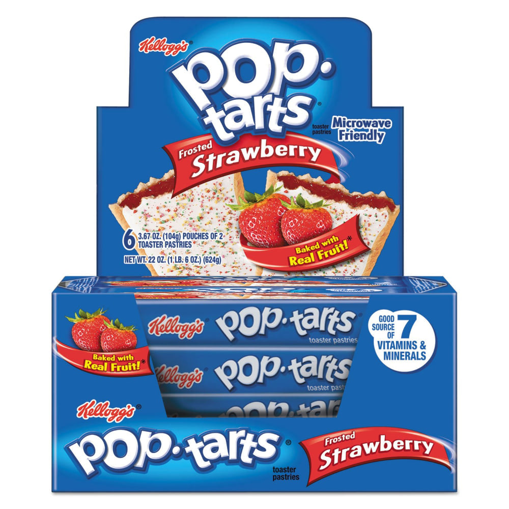 Pop-Tarts Toaster Pastries, Frosted Strawberry, 3.67 Oz, Box Of 72 Pastries