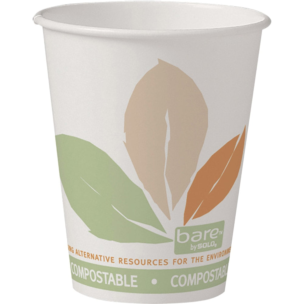 Solo Cup Bare 100% Recycled PLA Lined Paper Hot Cups, 8 Oz., Case Of 1,000