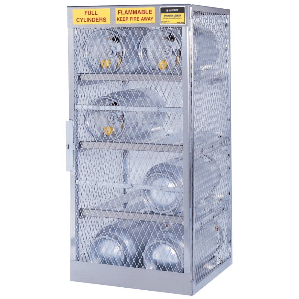 Justrite Horizontal Cylinder Storage Locker, 8 Cylinders