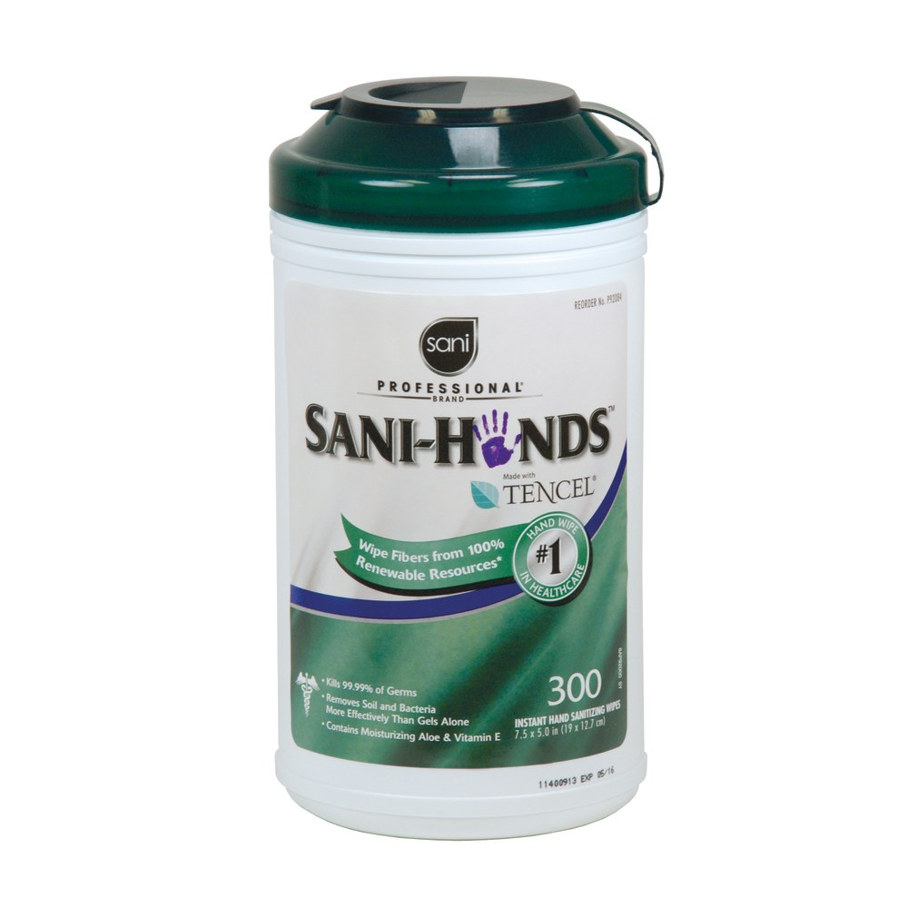 Sani-Hands Instant Hand Sanitizing Wipes - 7.50in x 5.50in - Dye-free, Fragrance-free, Alcohol Based, Eco-friendly - For Hand, Hospital, Office - 300 / Each