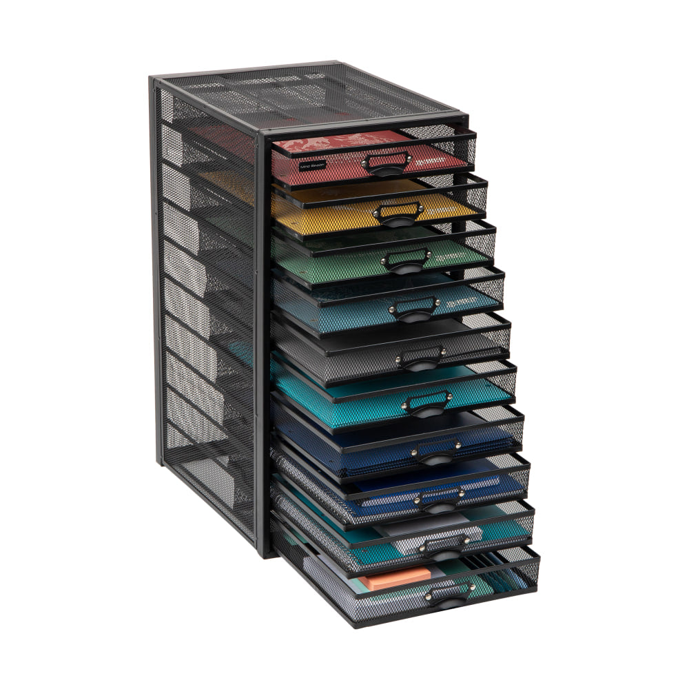 Mind Reader File Storage Drawers Multi-Purpose Desk Organizer, 21-1/4inH x 14inW x 10-3/4inD, Black